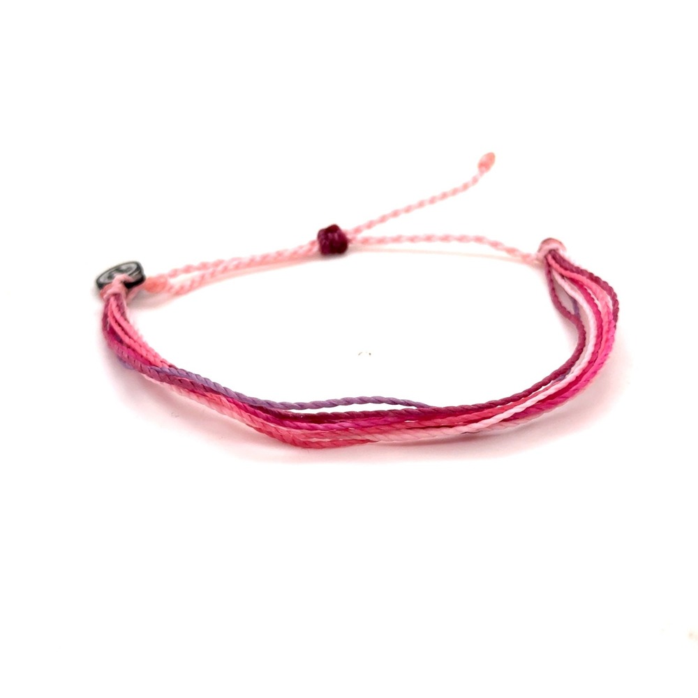 Pura Vida Multi Strand String Bracelet Pink Magenta Purple Adjustable Charm